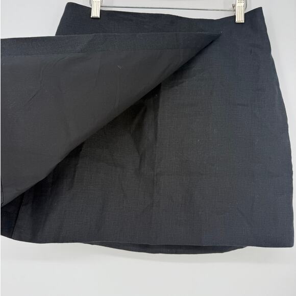 Banana Republic BR Skirt Linen Mini Wrap Button Black Professional nwt Size 8 - Picture 3 of 6